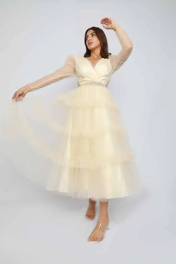 3O4A9243.Jpg فستان سهرة قصير كم شفاف