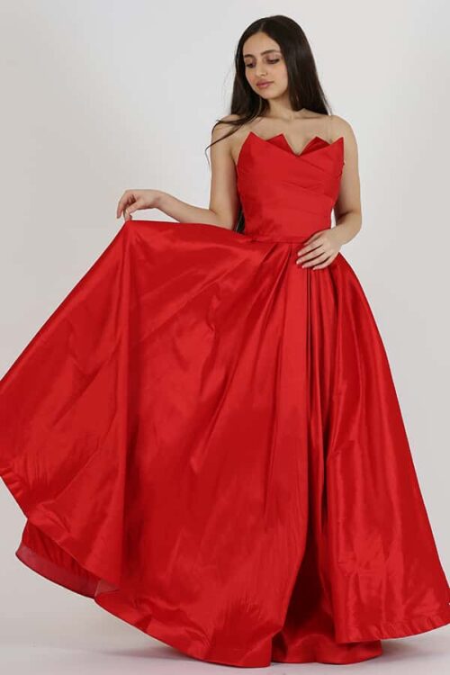 فستان سهرة توب احمر