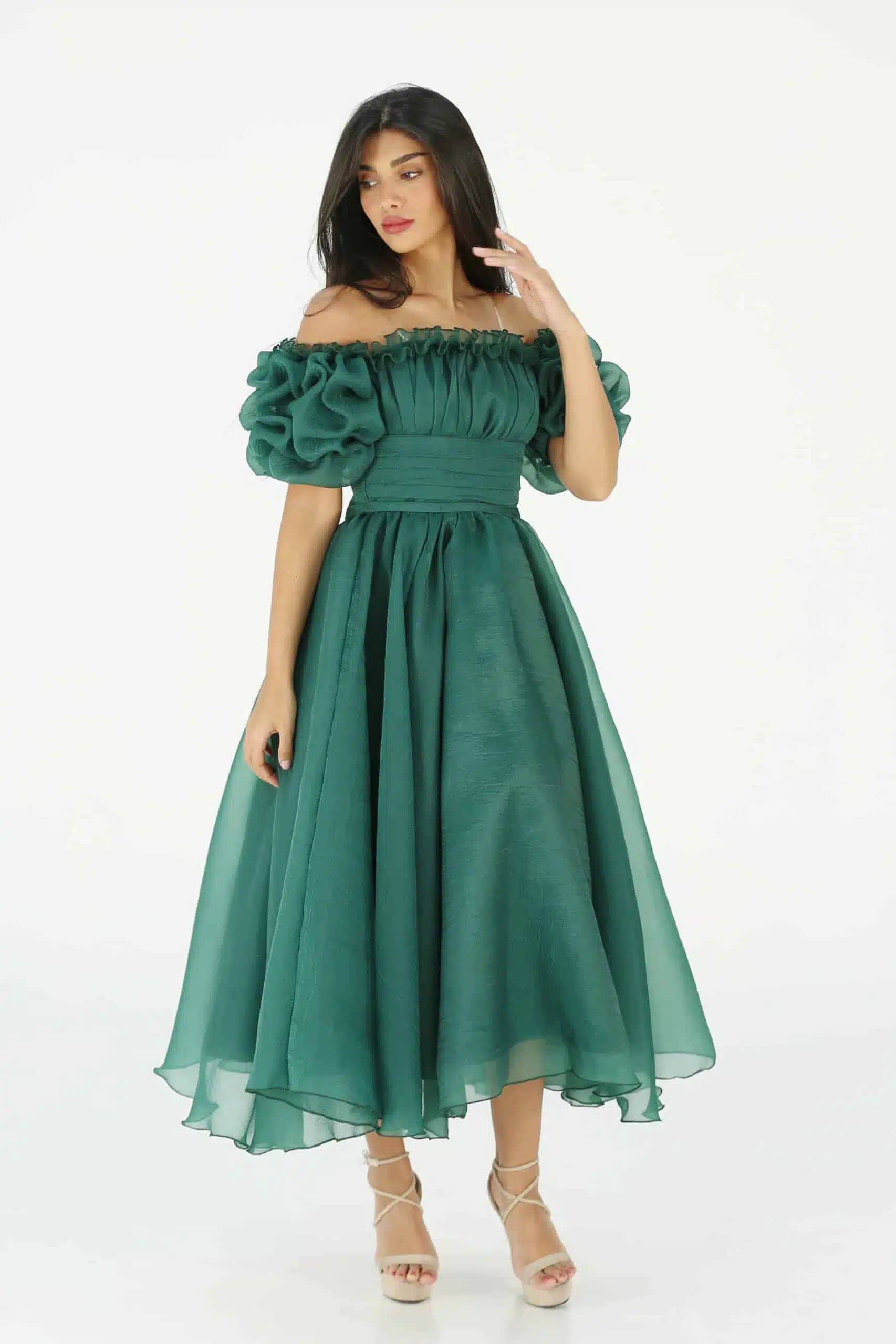 فستان زيتي قصير