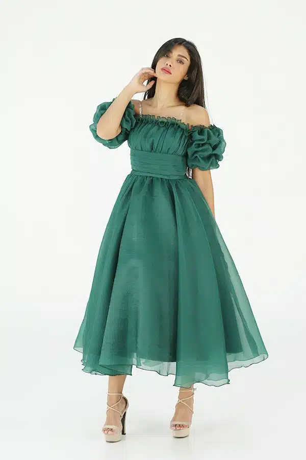 فستان زيتي قصير