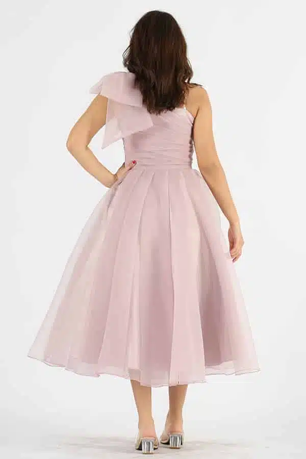 فستان ميدي سهرة كتف واحد