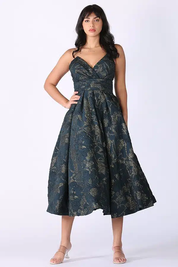 فستان قصير سهرة مشجر من خامة الجاكر