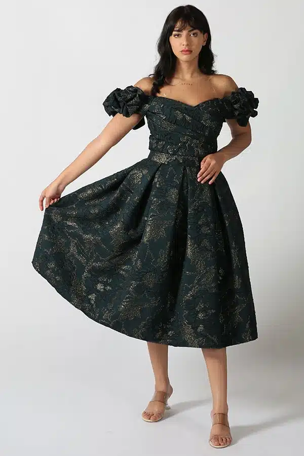 فستان ميدي سهرة تصميم فرنسي