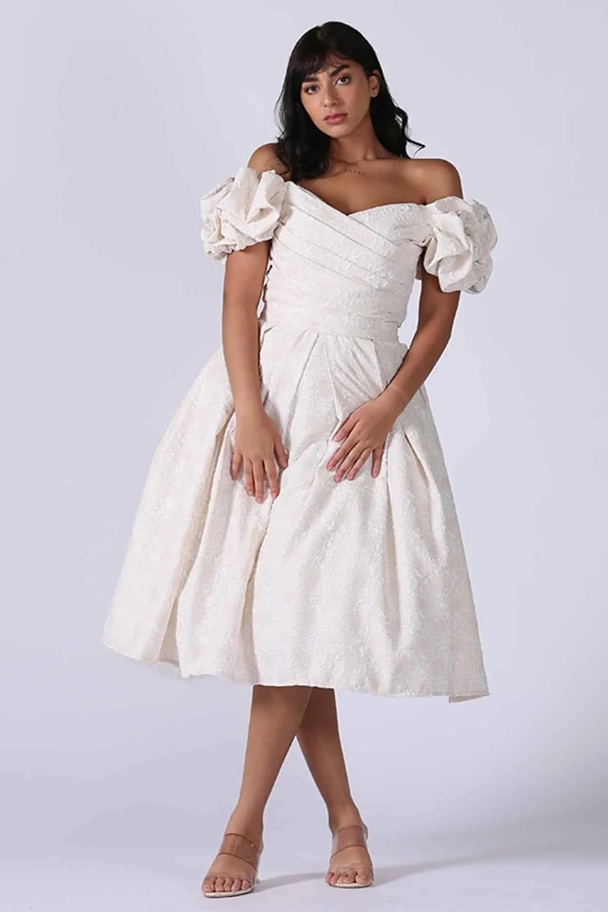 فستان ميدي سهرة تصميم فرنسي