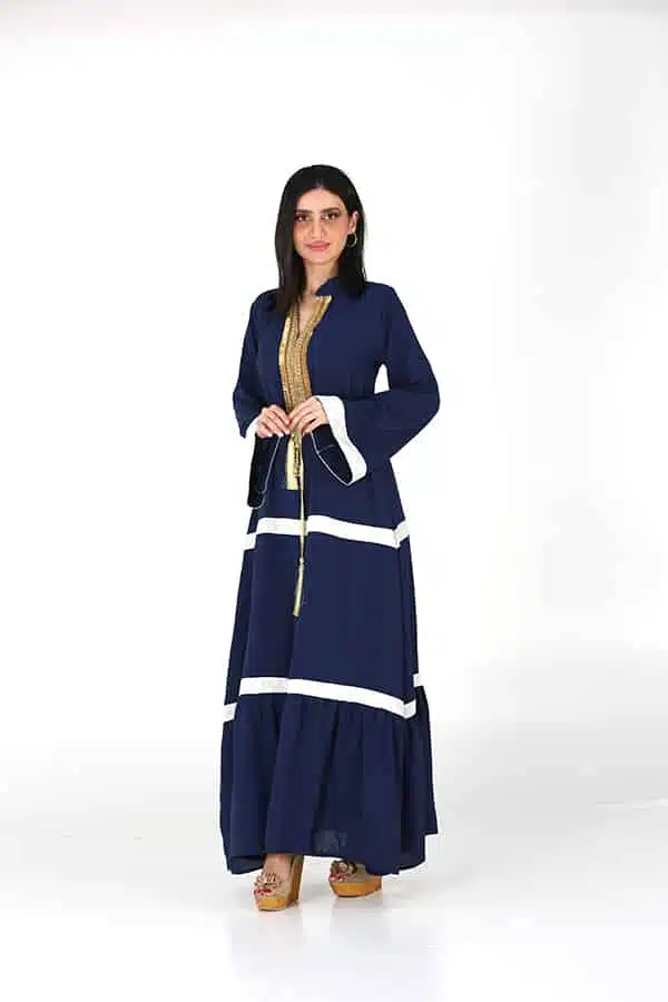 جلابية خليجية نسائي بتطريز ذهبي