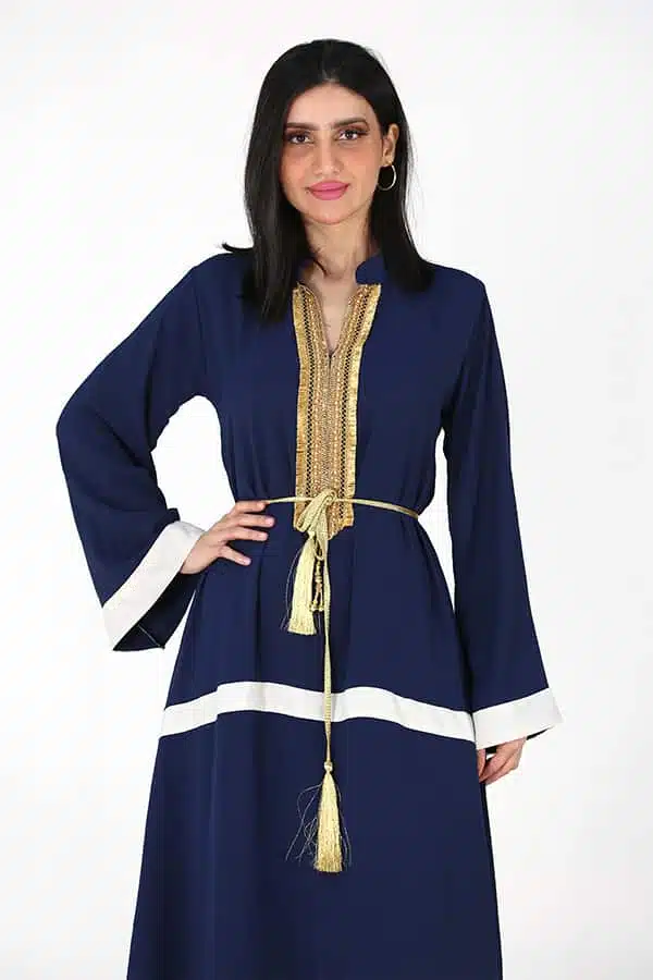 جلابية خليجية نسائي بتطريز ذهبي