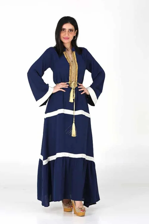 جلابية خليجية نسائي بتطريز ذهبي