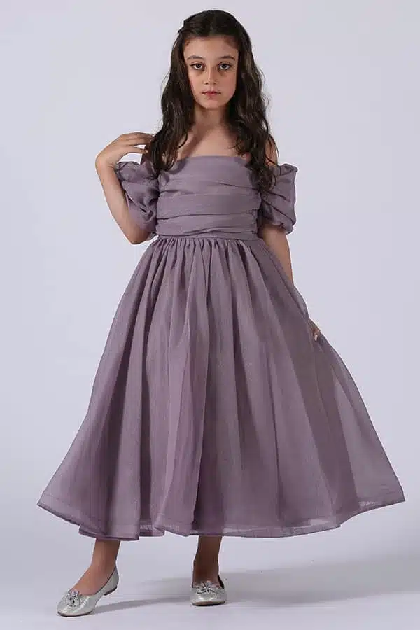 ⁦فستان بناتي سهرة بأكمام منفخه⁩ - الصورة ⁦2⁩