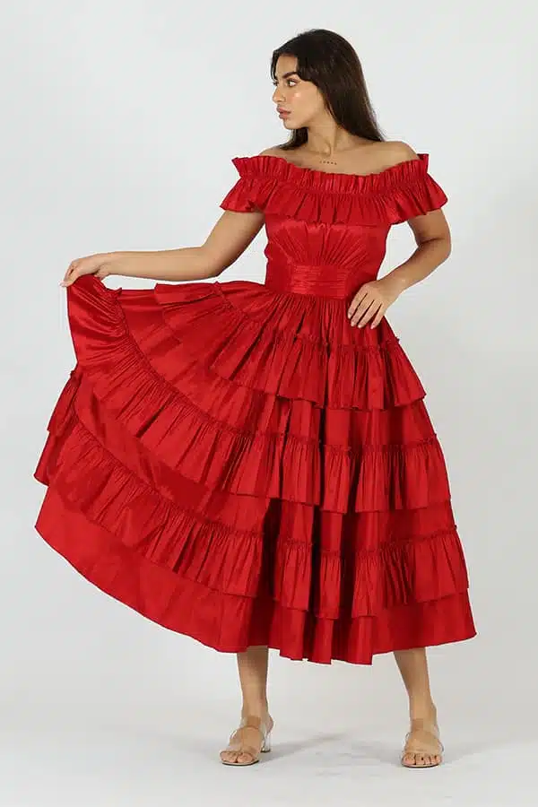 فستان احمر قصير شانتون