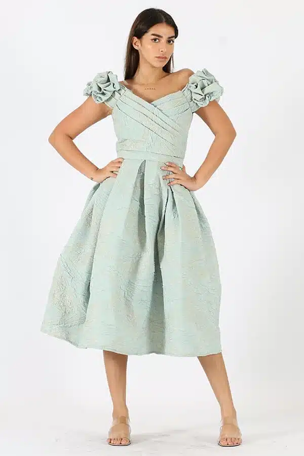 فستان ميدي سهرة تصميم فرنسي