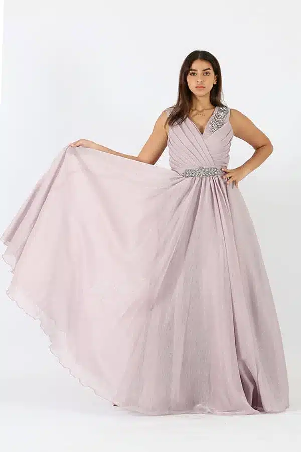 فستان سهرة انيق صدر لف