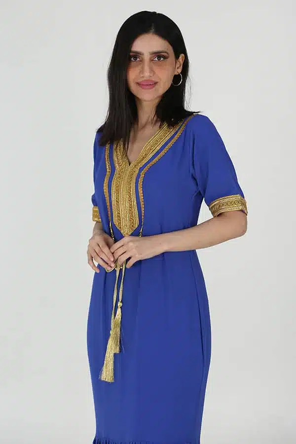 جلابية نسائي طويل بكلفة ذهبي