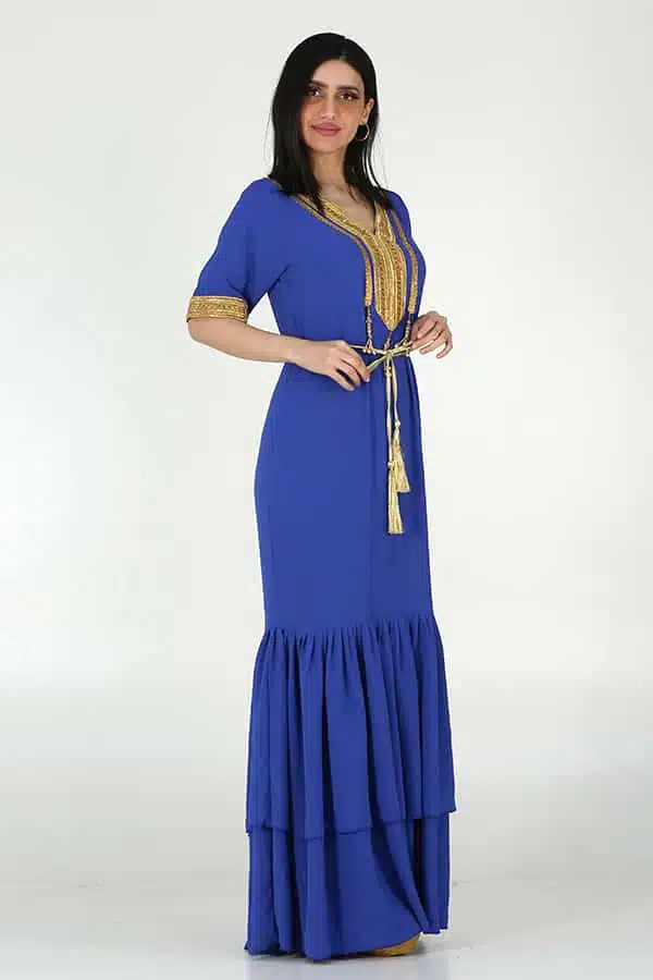 جلابية نسائي طويل بكلفة ذهبي