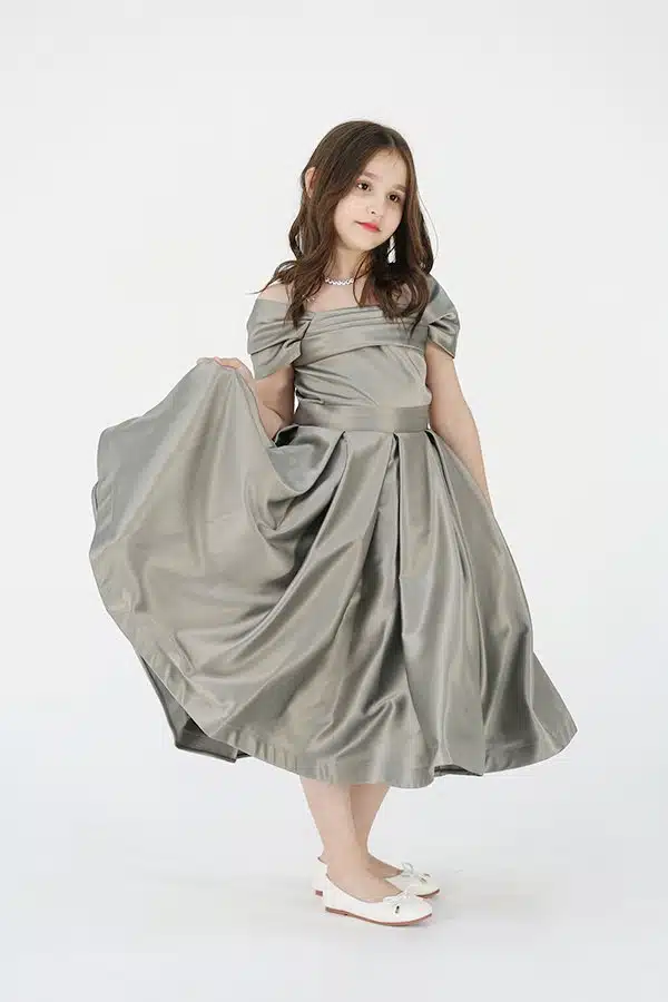 فستان بناتي سهرة فخم بأكمام اوف شولدر