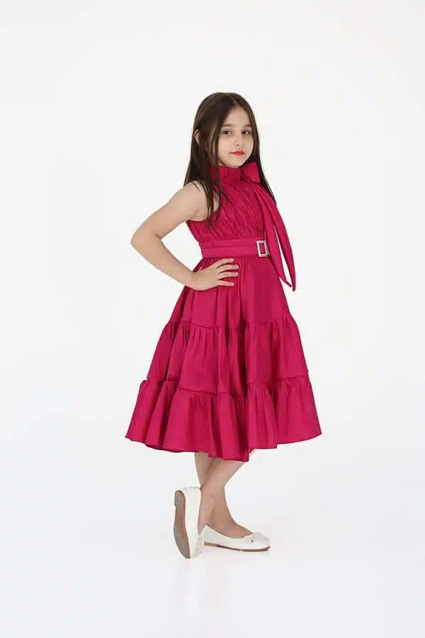 فستان بناتي سهرة فونكة في الكتف