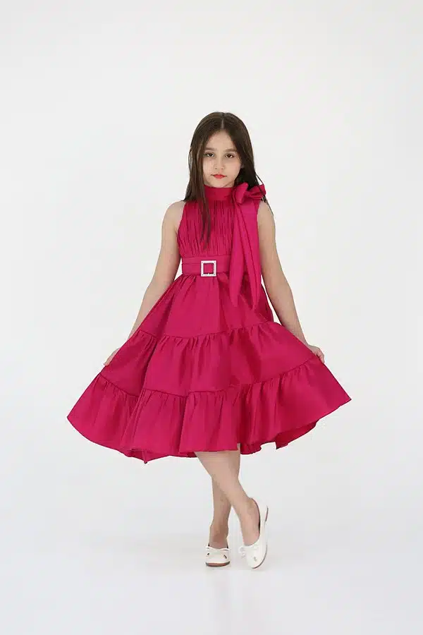 فستان بناتي سهرة فونكة في الكتف