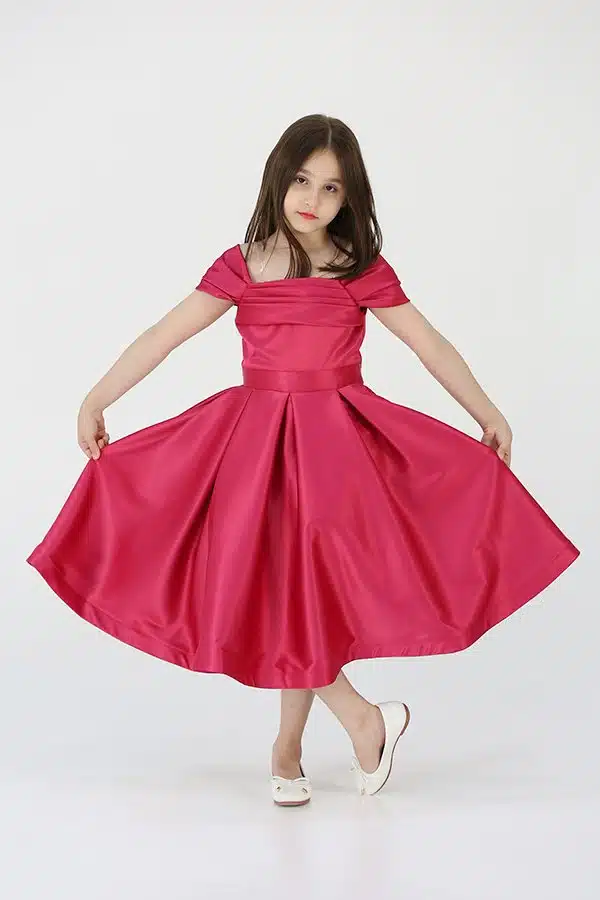 فستان بناتي سهرة فخم بأكمام اوف شولدر