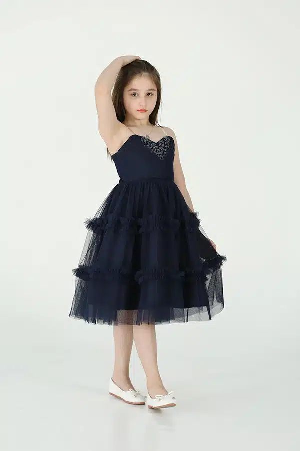 فستان بناتي أزرق تب انيق