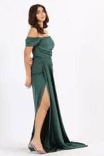 فستان سهرة بفتحة في الأسفل ناعم انيق