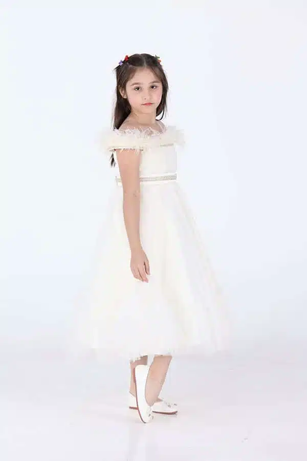 فستان قصير طبقات بريش