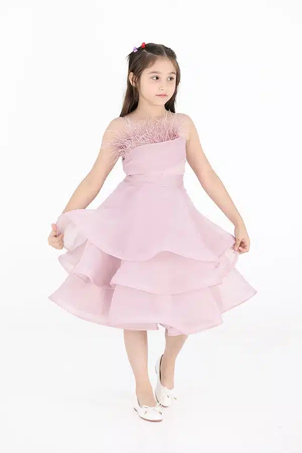 فستان قصير طبقات بريش