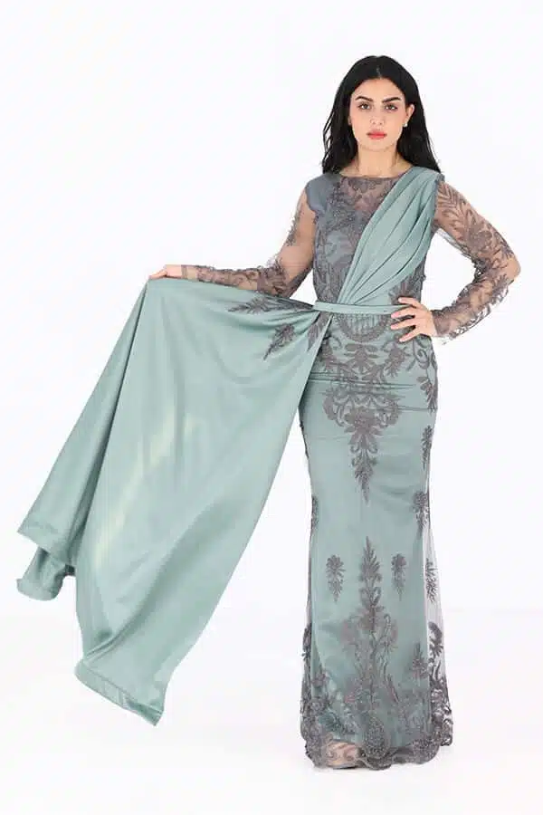 فستان سهرة أنيق أكمام طويلة