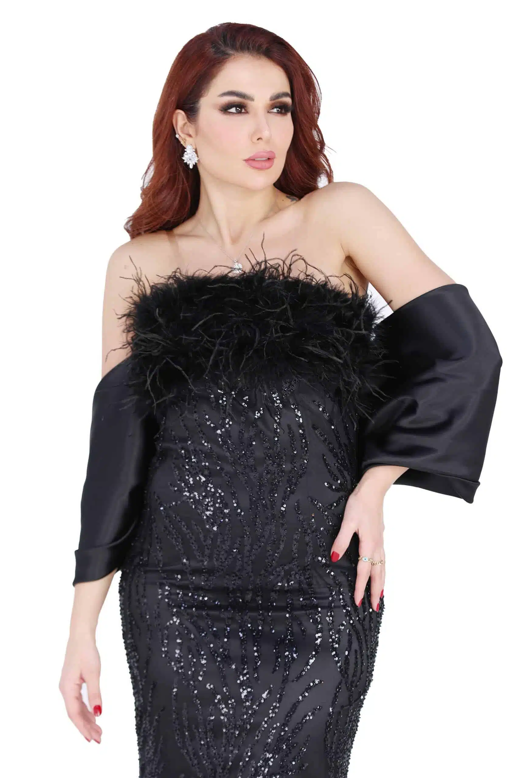 فستان سهرة بتطريز يدوي ترتر فستان سهرة بتطريز يدوي ترتر