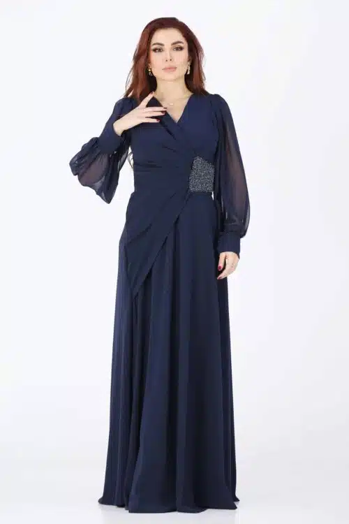 فستان سهرة رائع بأكمام طويلة