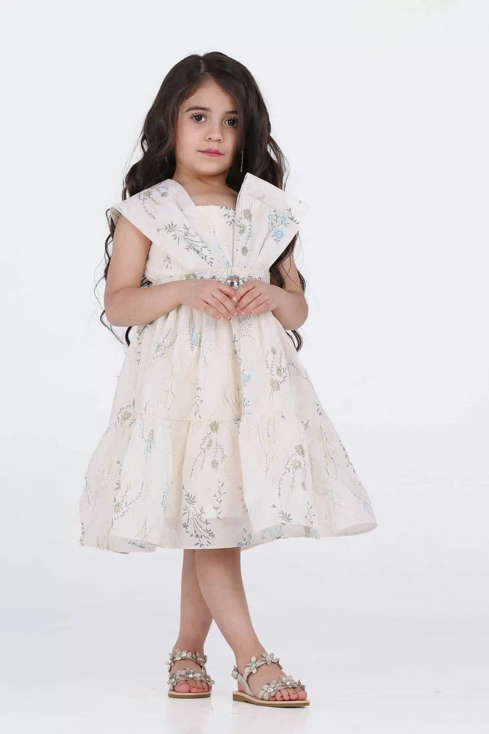 فستان بناتي كتف واحد مشجر