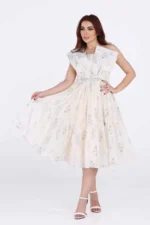 فستان ميد كتف واحد مشجر