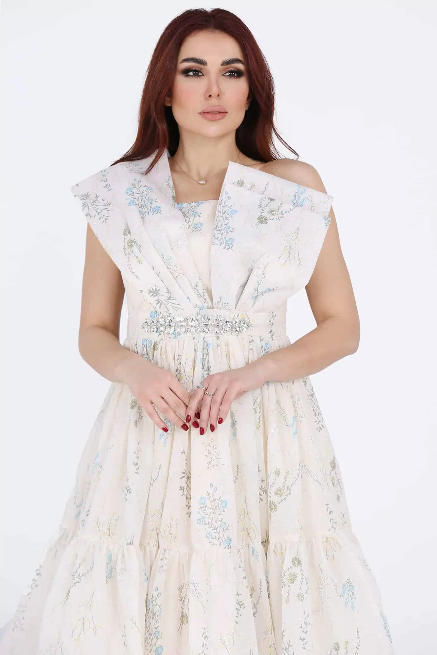 ⁦فستان ميد كتف واحد مشجر⁩ - الصورة ⁦3⁩