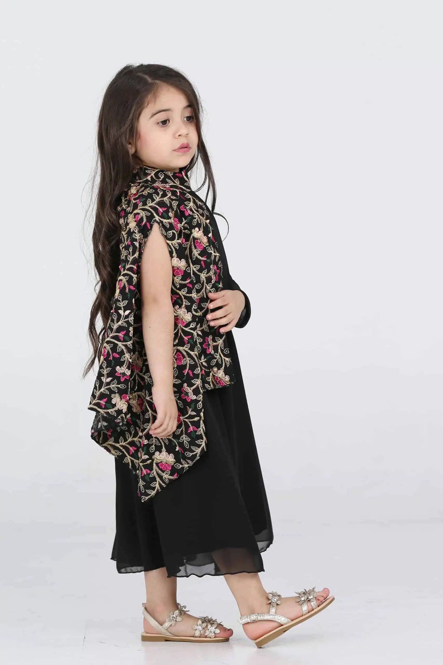 ⁦جلابية رمضاني بناتي بشال جانبي مشجر⁩ - الصورة ⁦3⁩