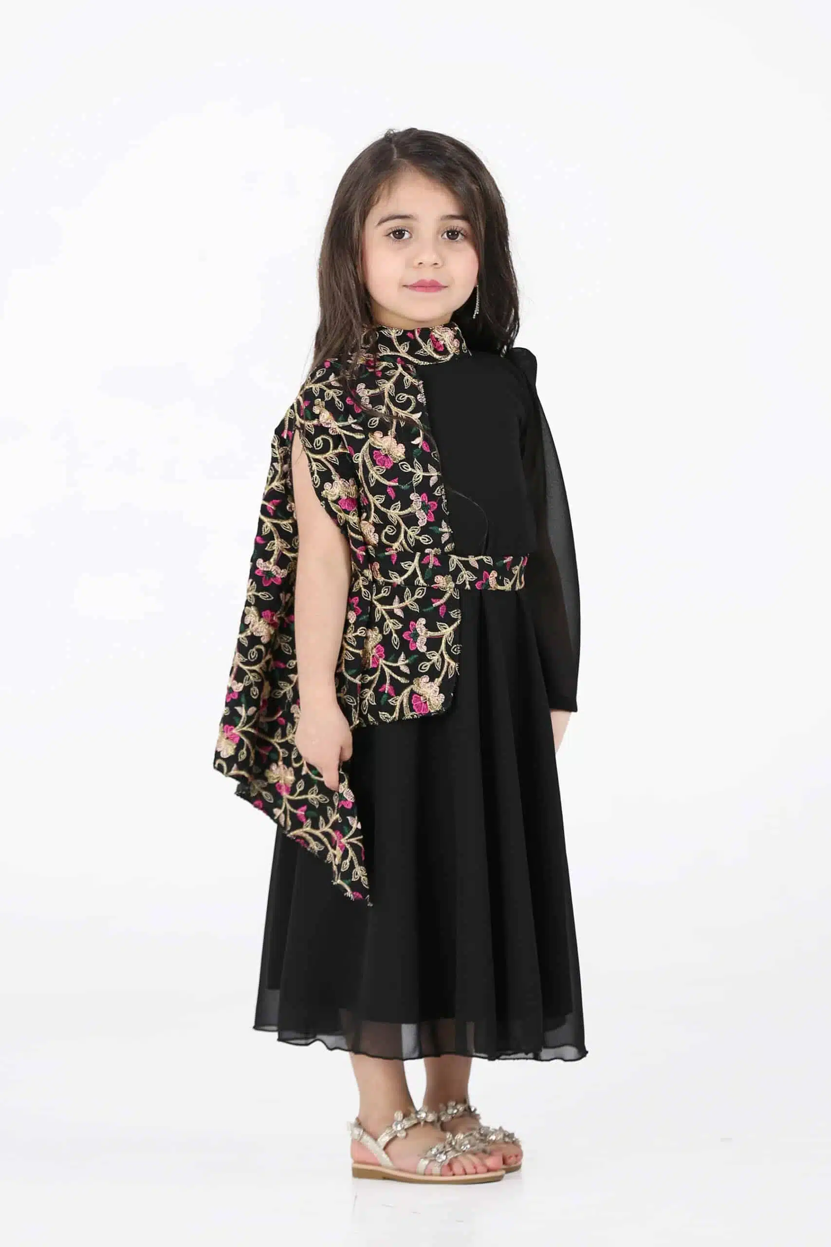 ⁦جلابية رمضاني بناتي بشال جانبي مشجر⁩ - الصورة ⁦2⁩