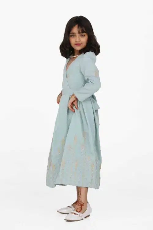 فستان للعيد بناتي مشجر بأكمام طويلة
