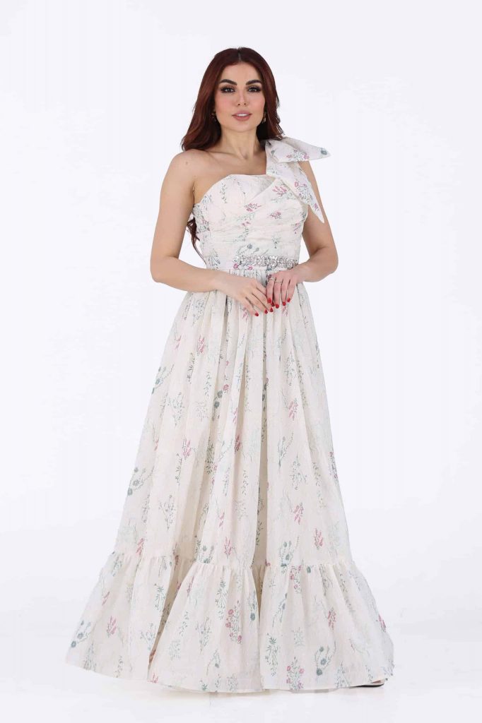 فستان ناعم للعيد كتف واحد