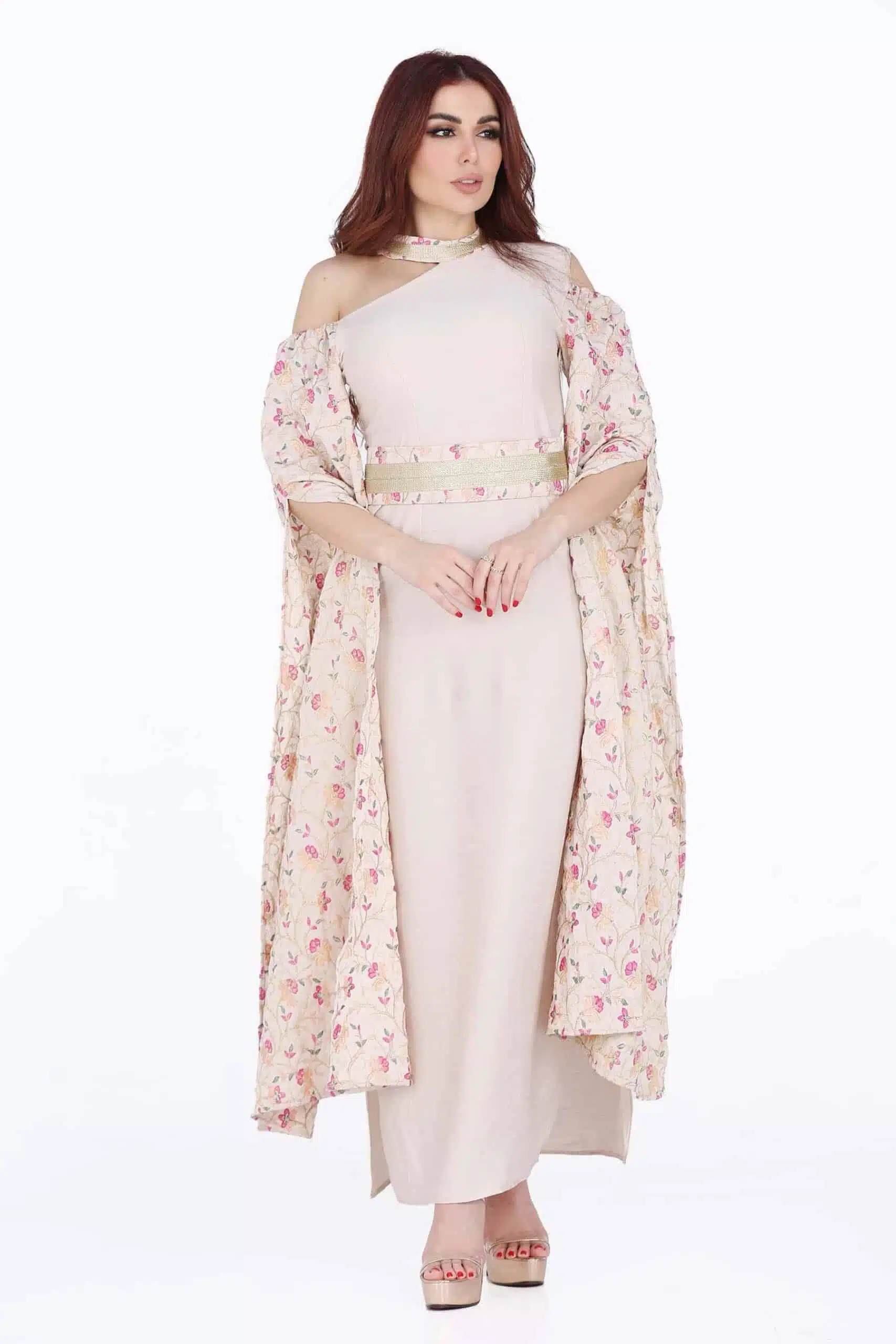 جلابية رمضان كم طويل مفتوح مشجر