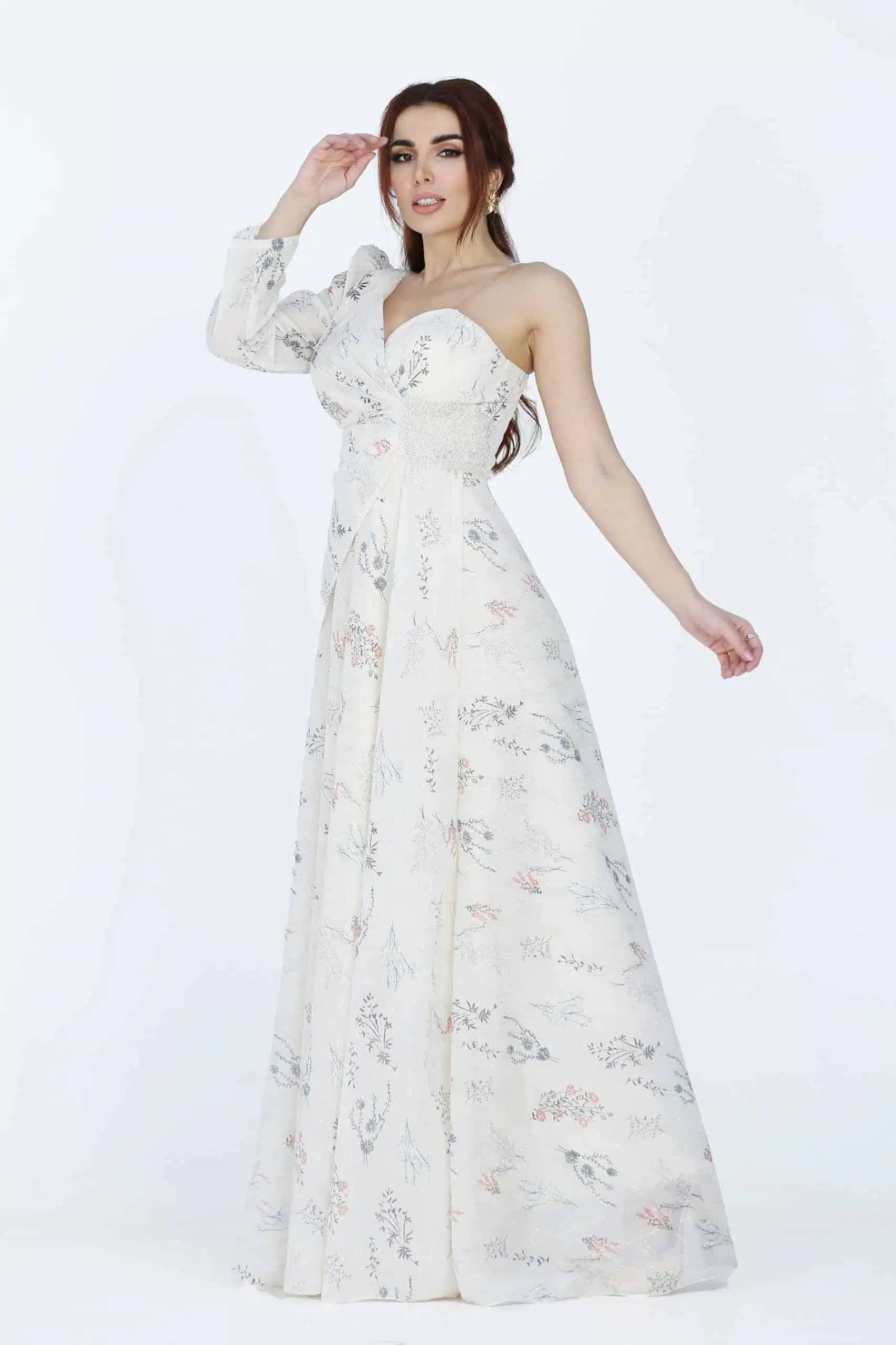 فستان مشجر كم واحد فستان مشجر كم واحد