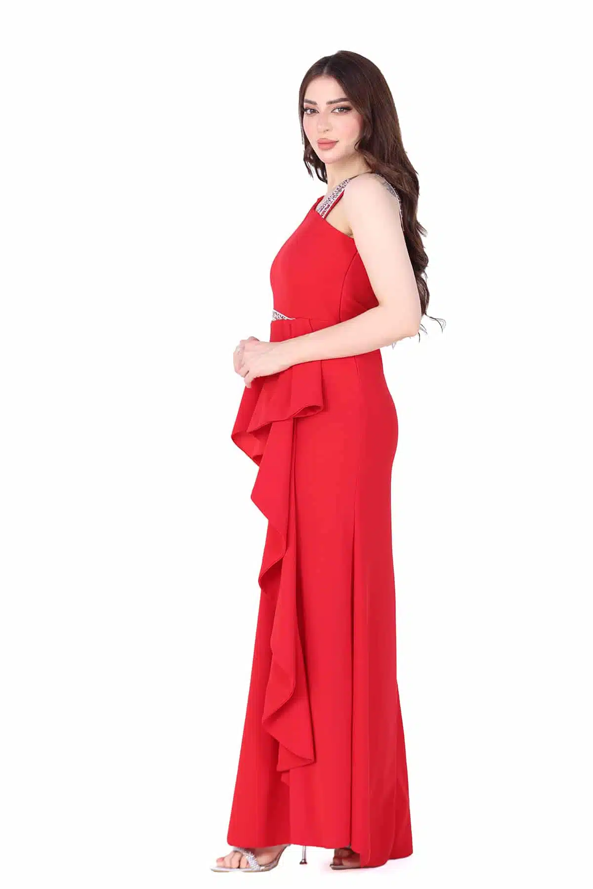 فستان ناعم احمر روماني