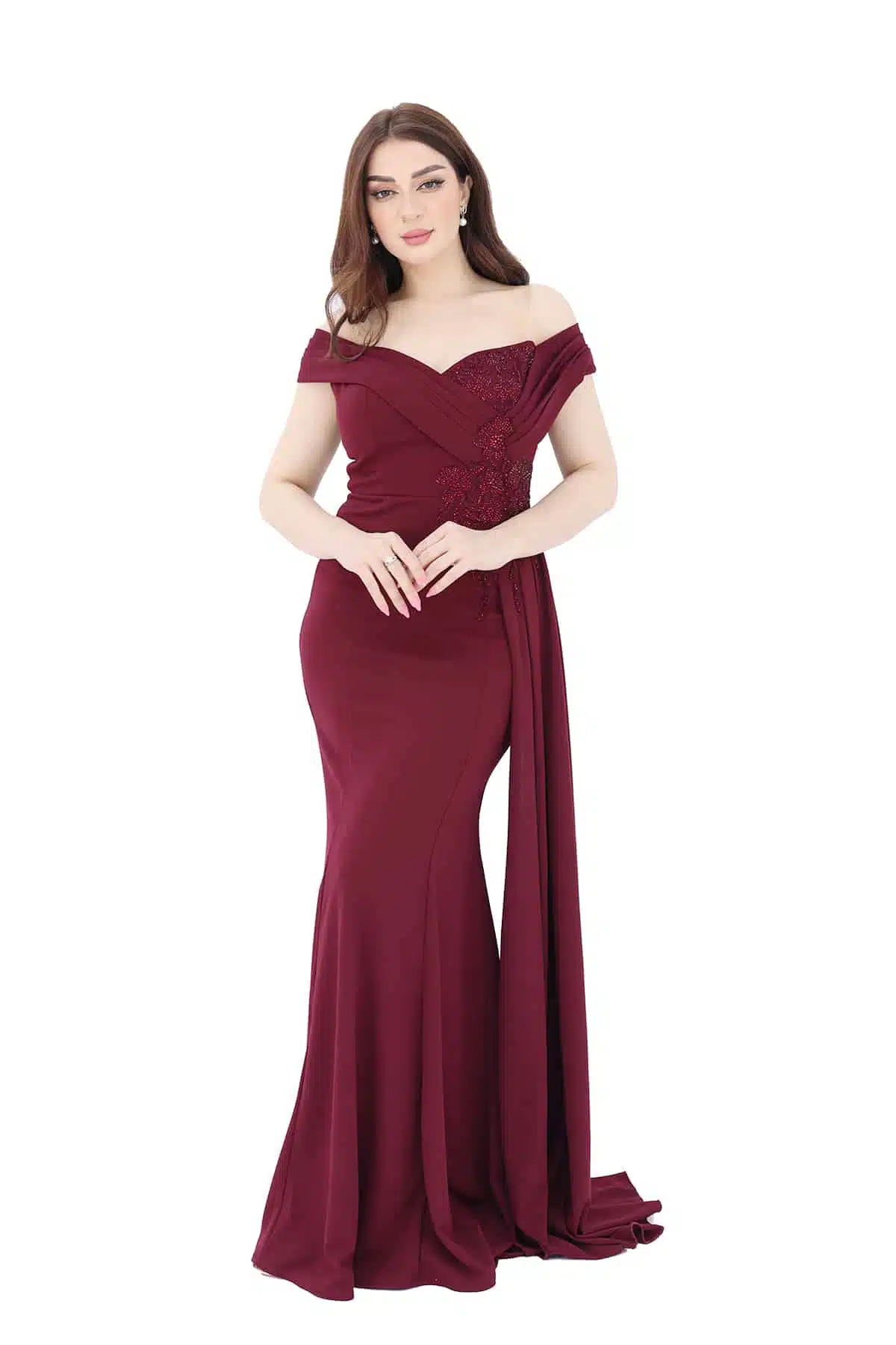 ⁦فستان سهرة بأكمام اوف شولدر⁩ - الصورة ⁦2⁩