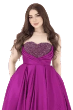 فستان سهرة فوشي بتطريز بالصدر