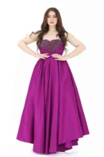 فستان سهرة فوشي بتطريز بالصدر