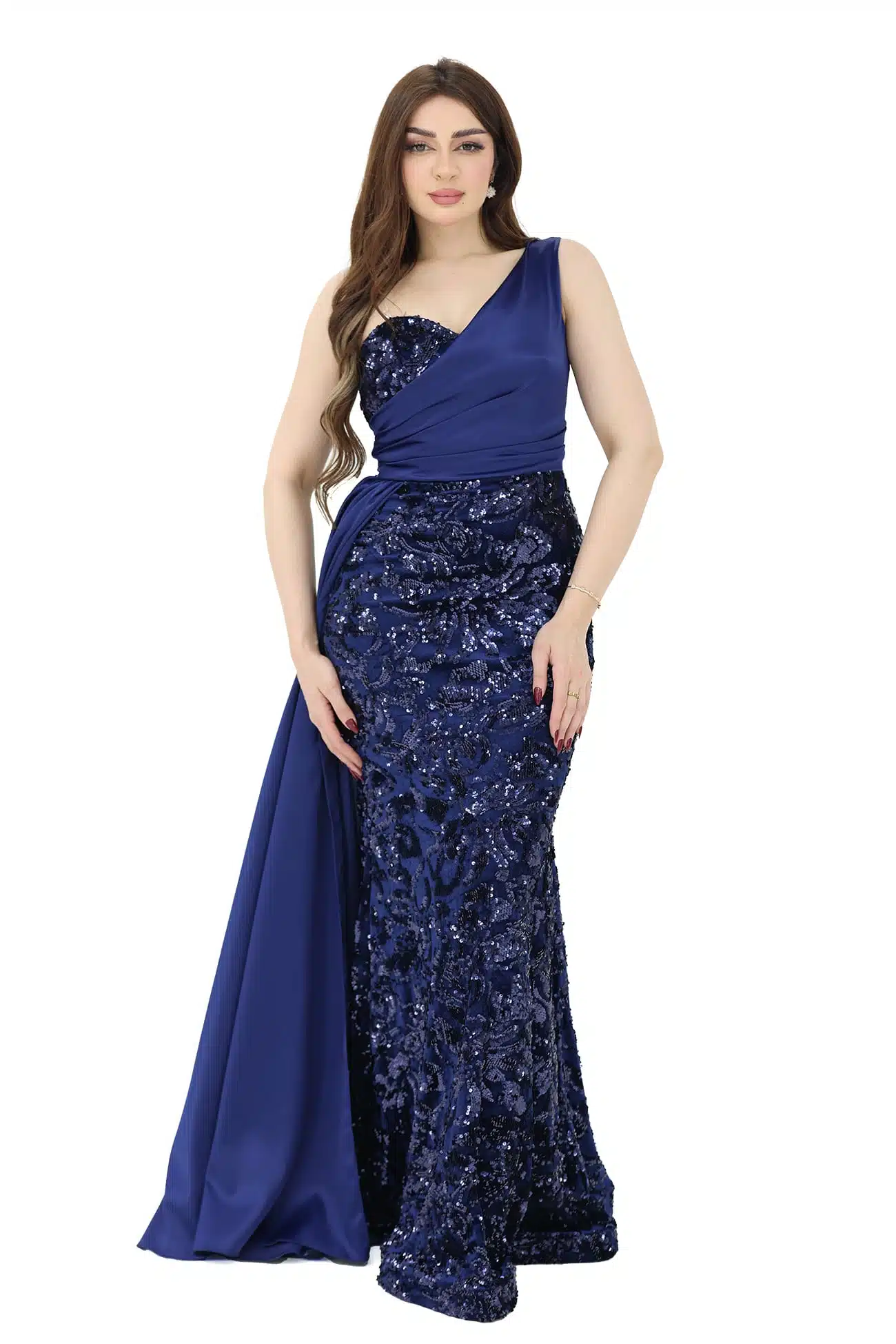 فستان شتوي ترتر بكتف واحد