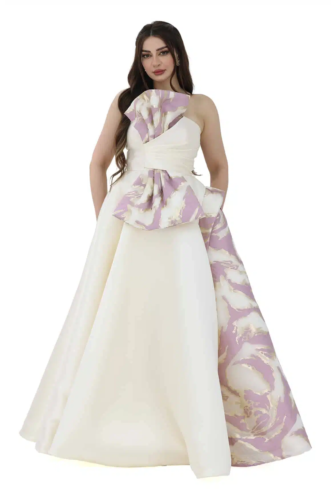 فستان سهره بفيونكة بالصدر