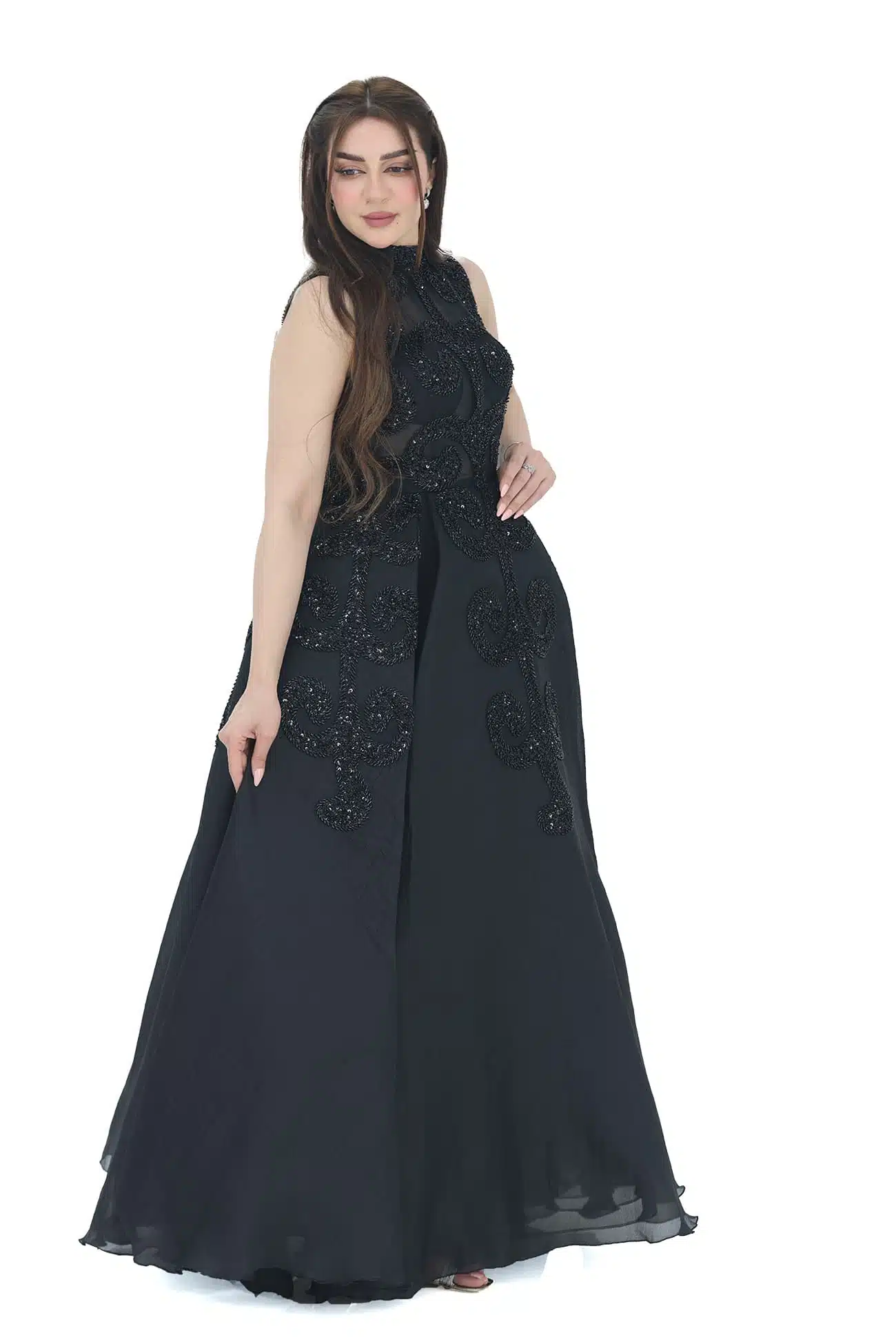 فستان سهرة أسود كت فخم