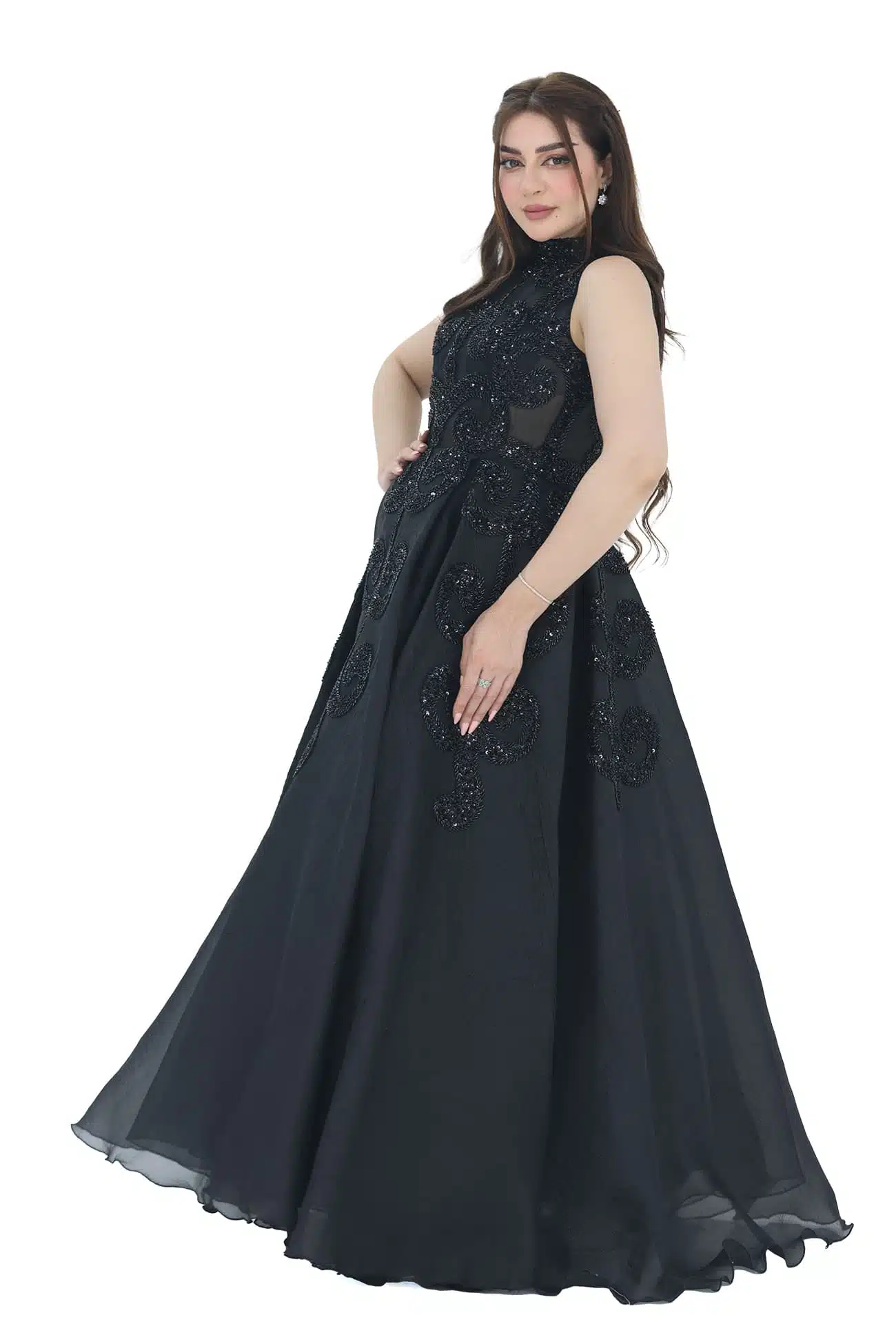 فستان سهرة أسود كت فخم