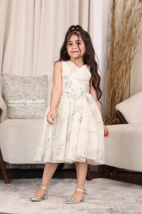 فستان بناتي للعيد مشجر فخم