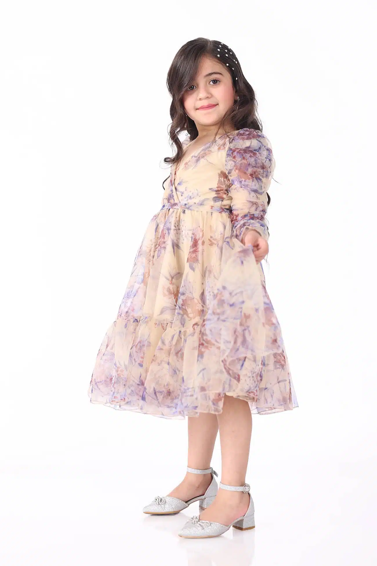 فستان بناتي ناعم مورد انيق