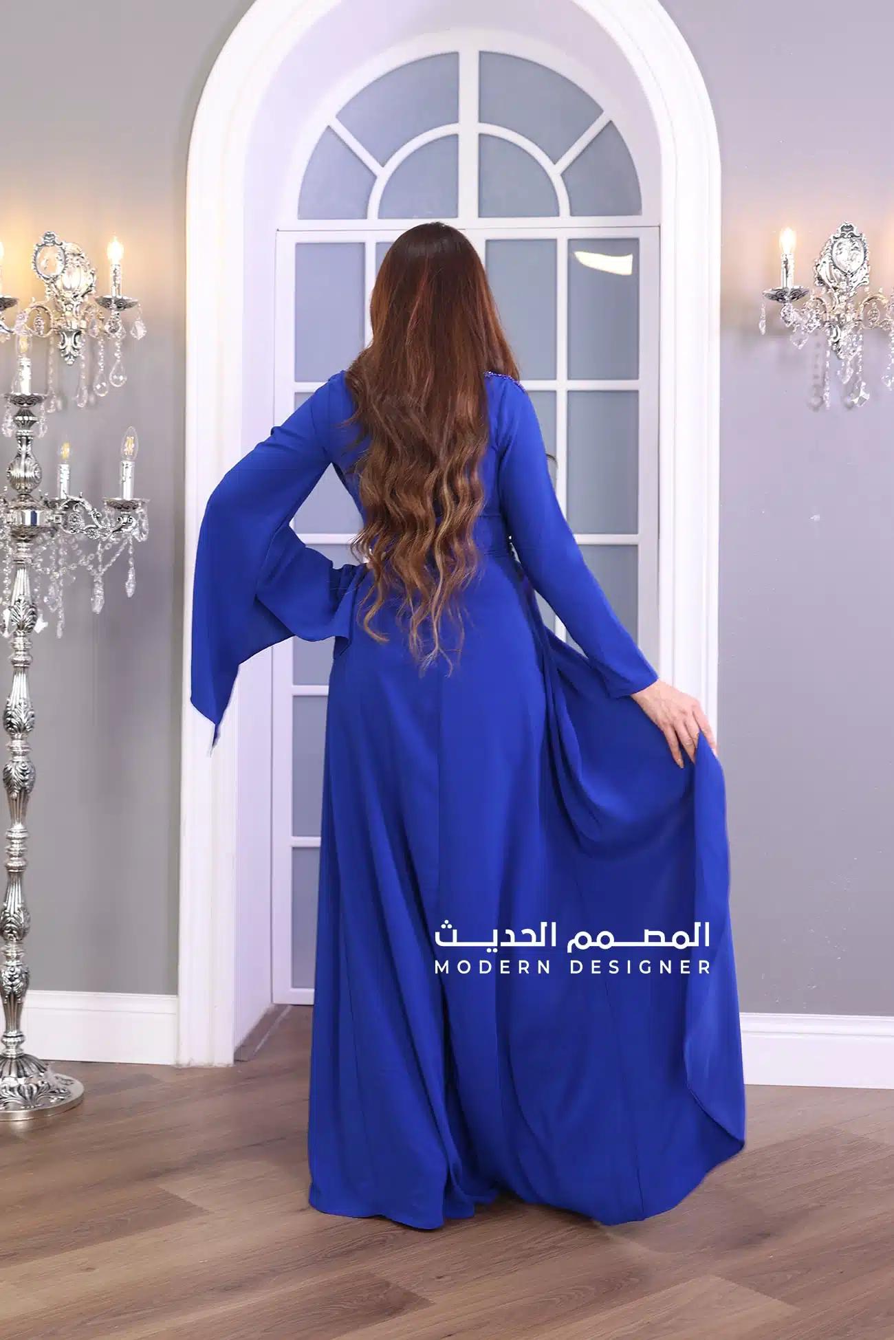 فستان مناسبات ناعم نيلي