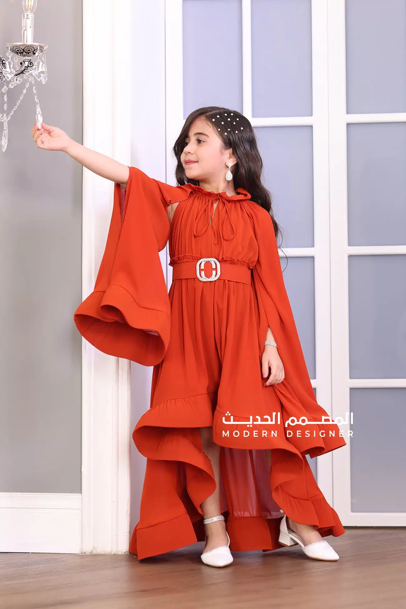 فستان بناتي فخم بأكمام طويلة