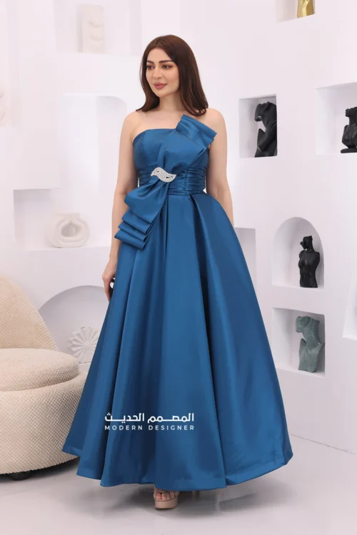 فستان سهرة فخم بفيونكة بالصدر